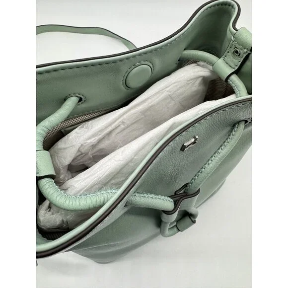Donna Karan NY Lawrence smooth leather bucket crossbody bag -Jade/Sage USED - Picture 15 of 16